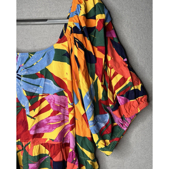 Terra & Sky Baby Doll Top Rayon Plus Sz 3X (24W 26W) Colorful Tunic Puff Sleeves - Picture 3 of 7